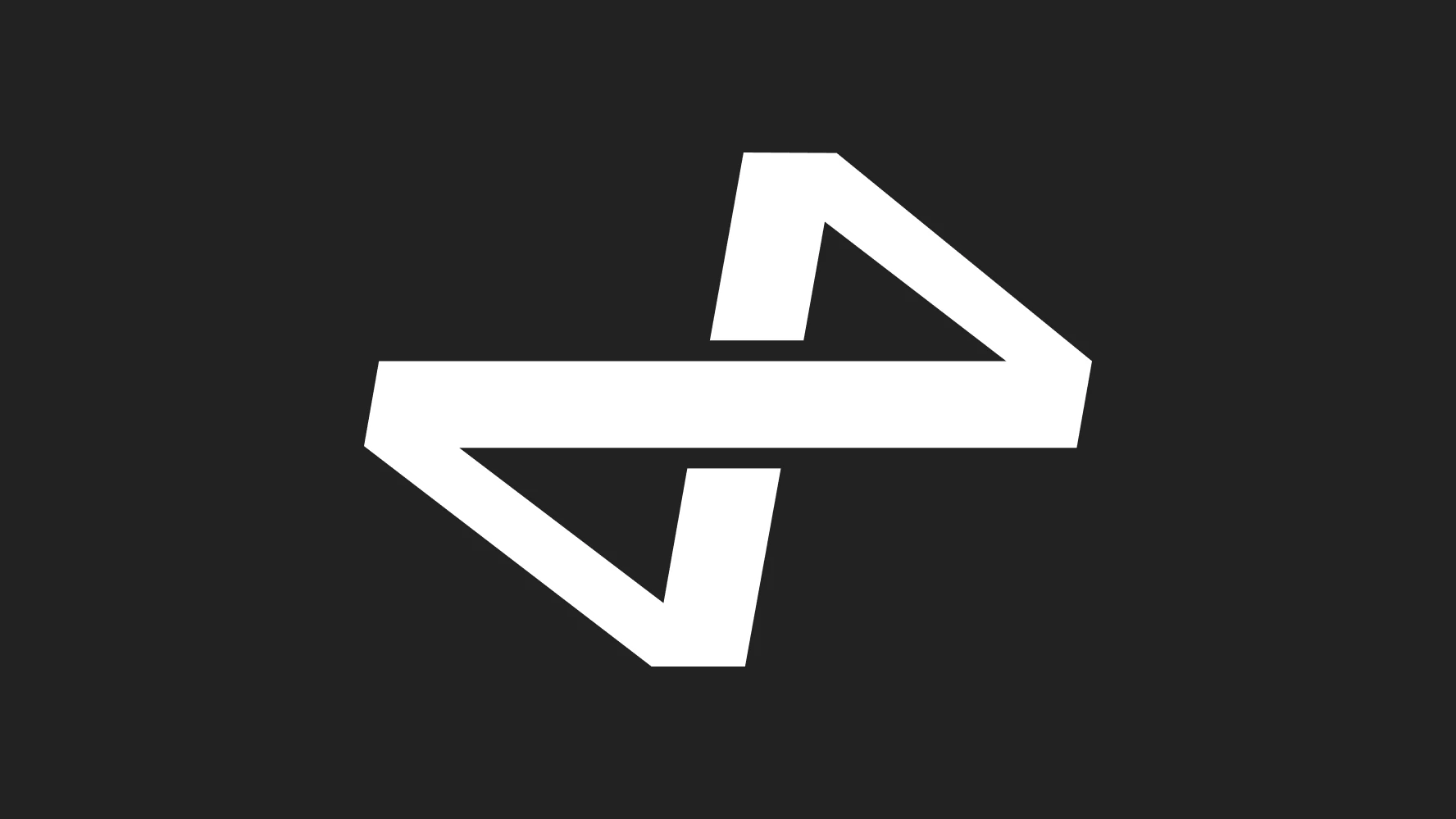 Bcrossrun arrow logomark — bold white geometric arrow on a flat dark grey background