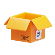 3D icon of an open cardboard shipping box