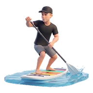 3D ikona muže na paddleboardu